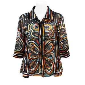 Damee Multicolor Sheer Net Appliqué Jacket – Butterfly Design – Sz. Small